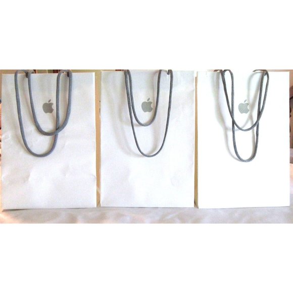 3 Apple Computer Store Gift Shopping Bags White Matte 2 Brand New 1 Preowned - Picture 1 of 6